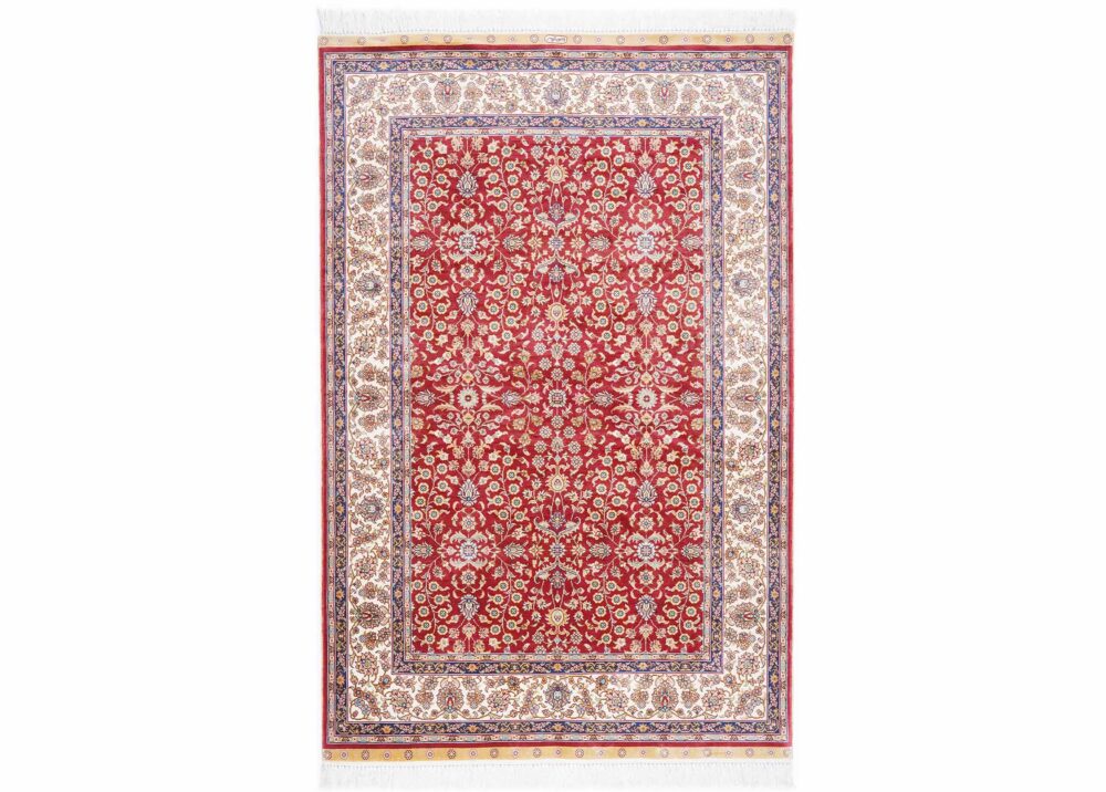 4x2 ft Tribal Pictorial Red and Blue Rug Bamboo Silk Rugs - Rugs Turkey