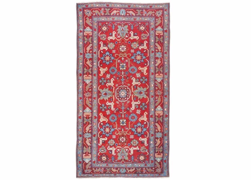 Anatolia Traditional Floral Outdoor Rug Red-Grey 5x3 ft Handknotted- Rugs Turkey