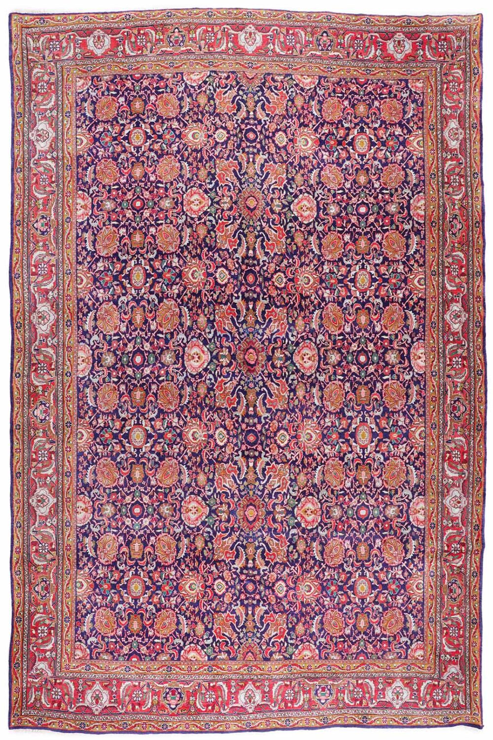 Anatolia Vintage Floral Rug Red & Blue 11x8 ft Wool & Cotton - Rugs Turkey