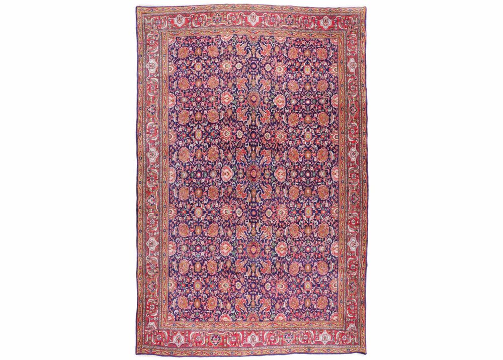 Anatolia Vintage Floral Rug Red & Blue 11x8 ft Wool & Cotton - Rugs Turkey