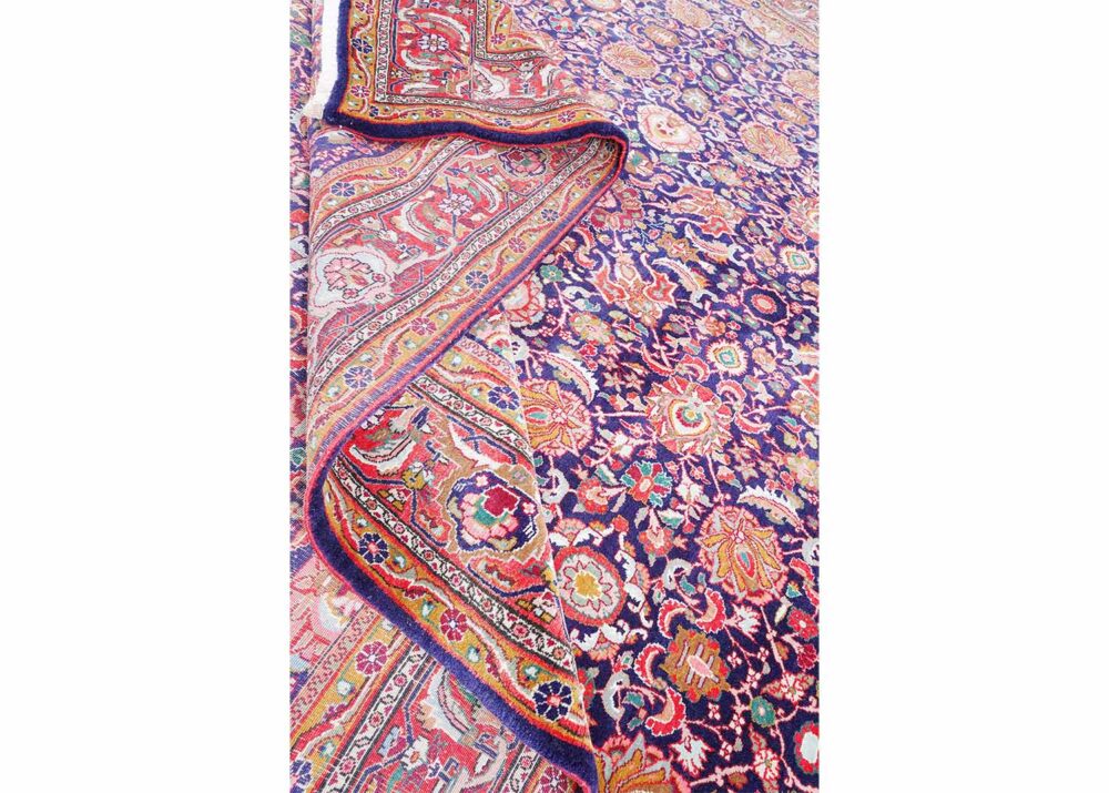 Anatolia Vintage Floral Rug Red & Blue 11x8 ft Wool & Cotton - Rugs Turkey