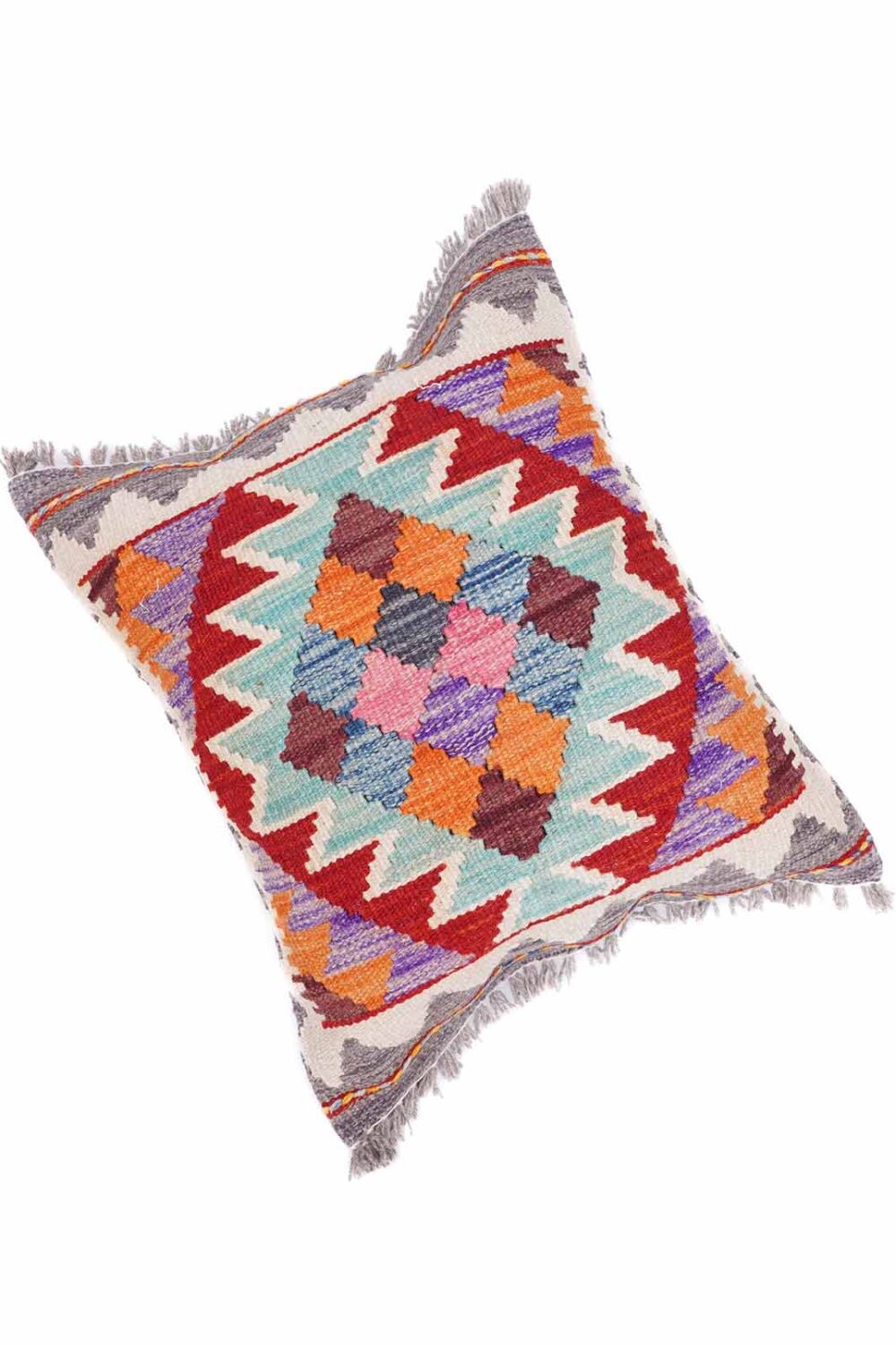 Authentic Multicolor Pillow Cushion Kilim - 1.41x1.71 ft Handwoven - Rugs Turkey