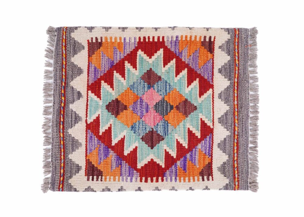 Authentic Multicolor Pillow Cushion Kilim - 1.41x1.71 ft Handwoven - Rugs Turkey