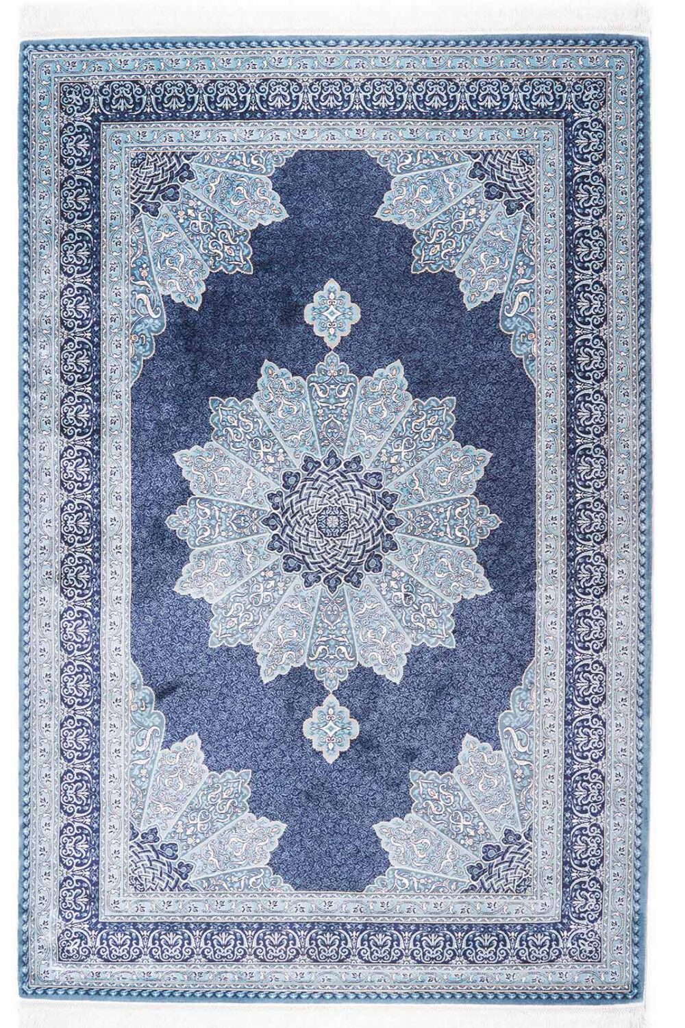 Bamboo Silk Blue Diamond Rug for Dining & Living Room 4x6 ft - Rugs Turkey