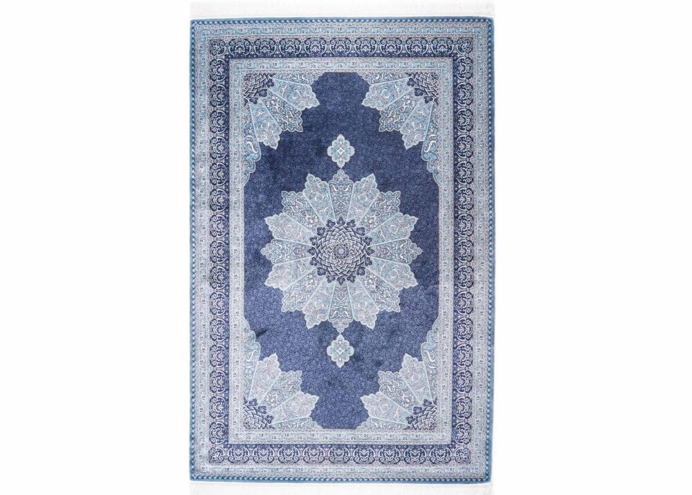 Bamboo Silk Blue Diamond Rug for Dining & Living Room 4x6 ft - Rugs Turkey