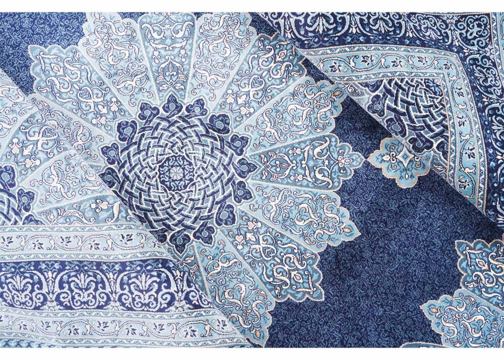 Bamboo Silk Blue Diamond Rug for Dining & Living Room 4x6 ft - Rugs Turkey