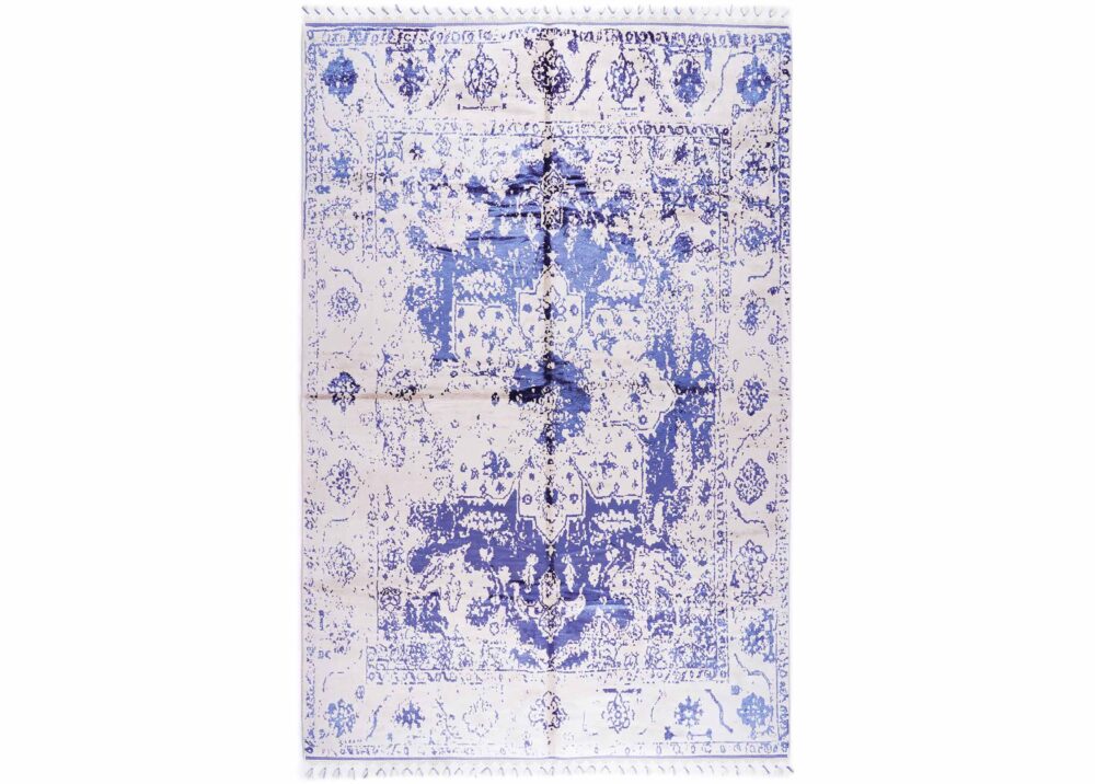 Beige Blue Rustic Rug for Modern Interiors - 6x9 ft - Rugs Turkey