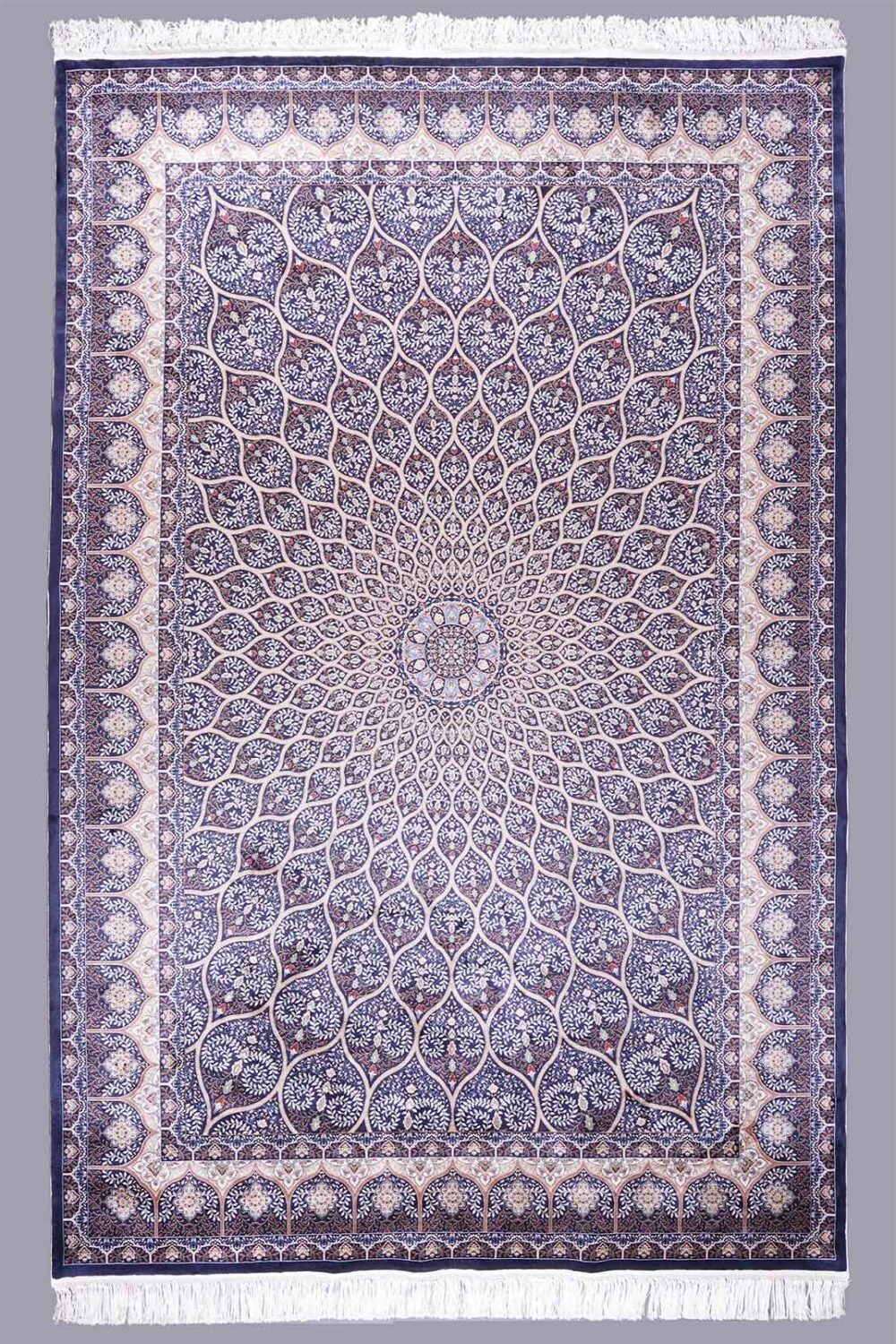 Contemporary Purple Medallion Bambo Silk Carpet 10x6 ft - Rugs Turkey