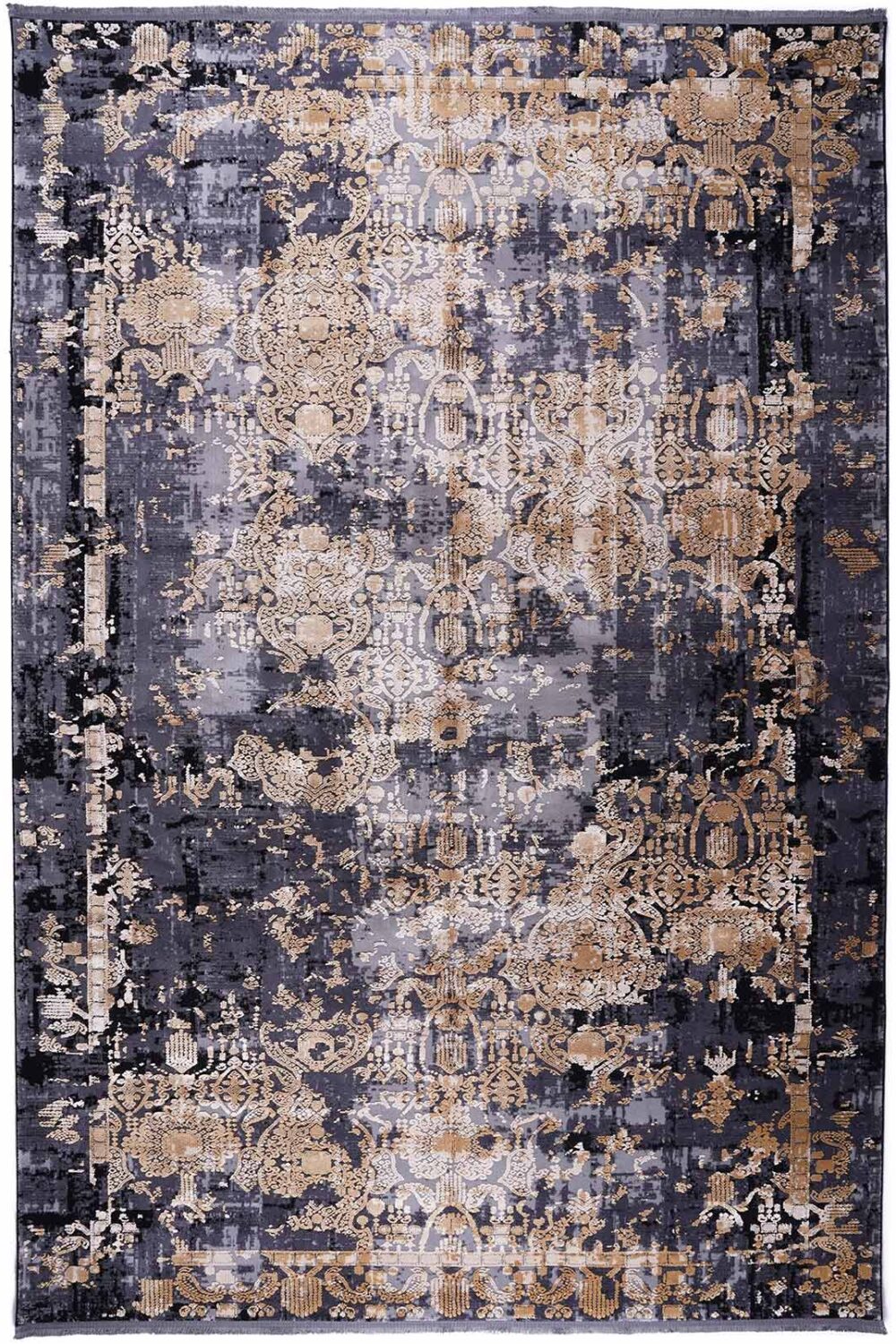 Desire Usak Modern Scandinavian Rug - Black & Gold 6x9 ft - Rugs Turkey