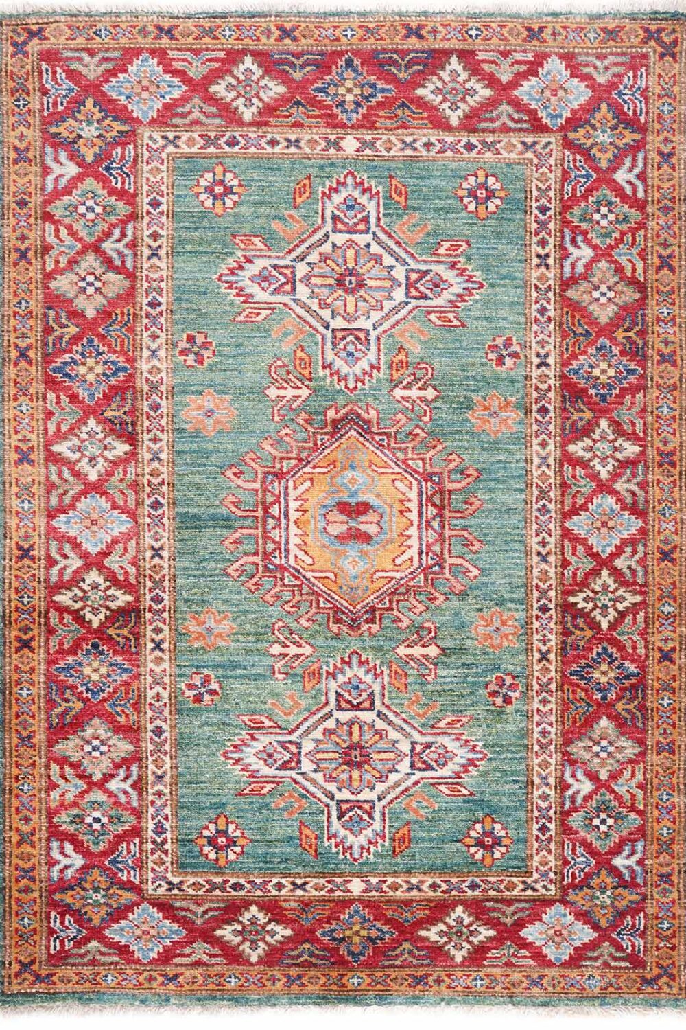 Exclusive Sherwan Pictorial Rug Traditional 4x3 ft Green-Red - Rugs Turkey