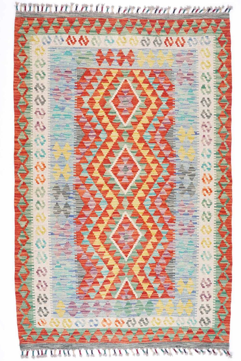 Farmhouse Dining Room Rug Kilim Handwoven with Wool 5x3 ft - Rugs Turkey