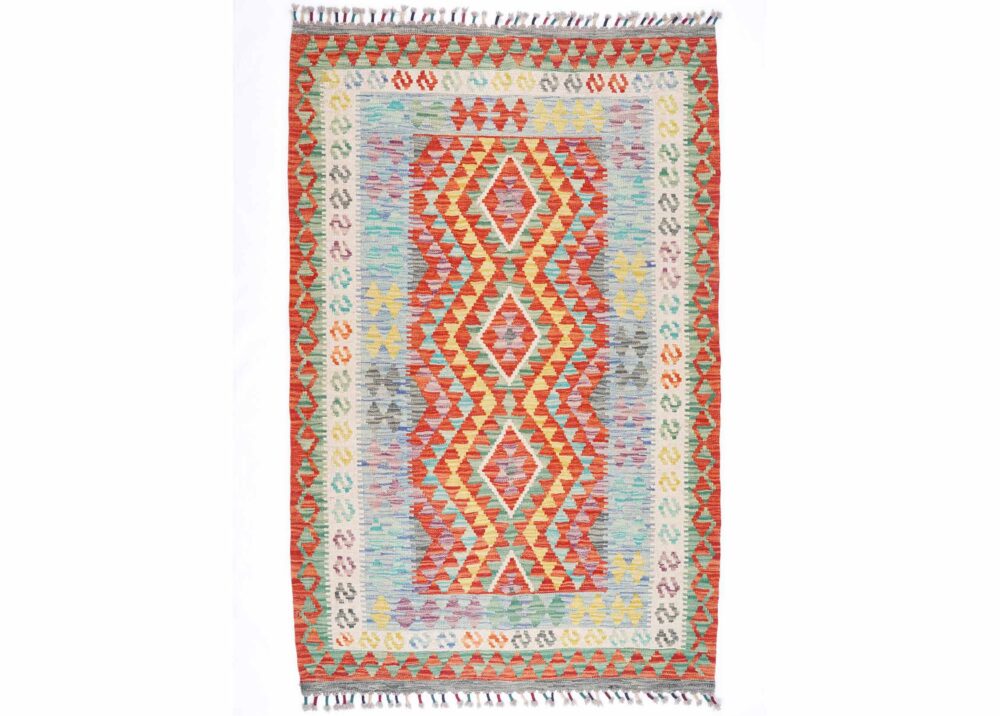 Farmhouse Dining Room Rug Kilim Handwoven with Wool 5x3 ft - Rugs Turkey