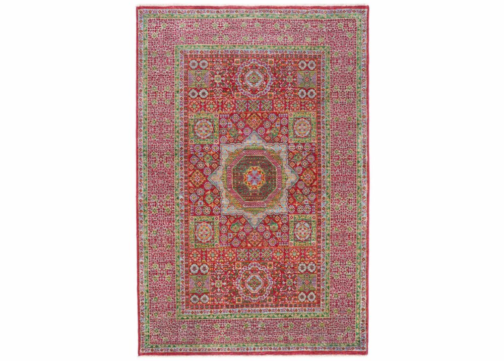 Hand-Knotted Memluk Traditional Oriental Rug 6x4 ft - Red-Green - Rugs Turkey