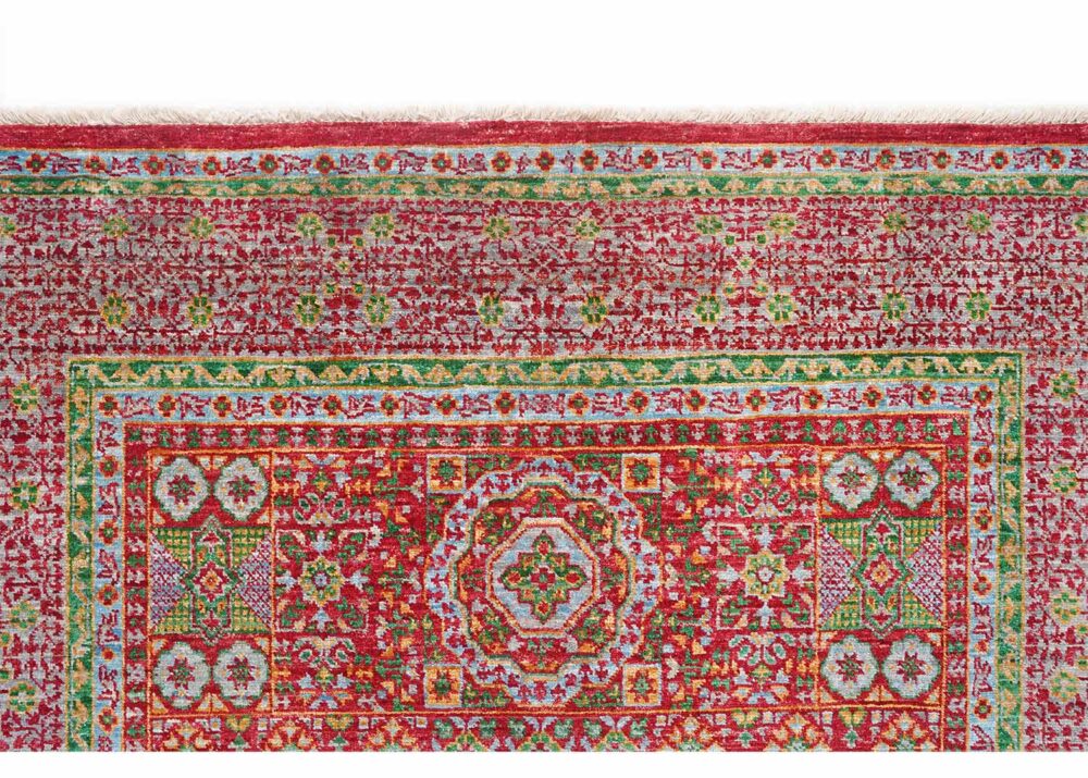 Hand-Knotted Memluk Traditional Oriental Rug 6x4 ft - Red-Green - Rugs Turkey