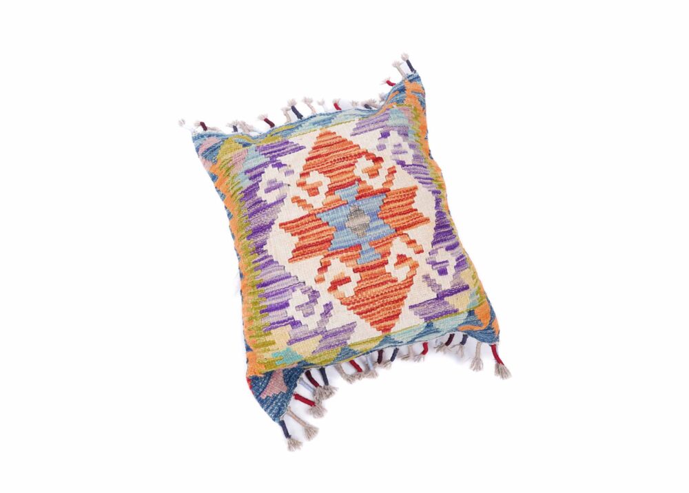 Handwoven Turkish Kilim Pillow Cushion with Wool - Geometric 1.51x1.74 ft - Rugs Turkey