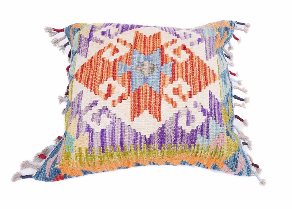 Handwoven Turkish Kilim Pillow Cushion with Wool - Geometric 1.51x1.74 ft - Rugs Turkey