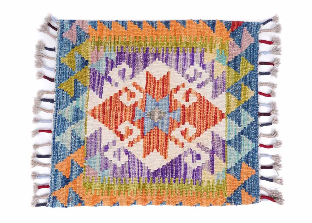 Handwoven Turkish Kilim Pillow Cushion with Wool - Geometric 1.51x1.74 ft - Rugs Turkey