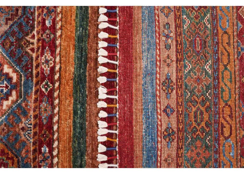 Horcun Hand-Knotted Tribal Stripe Runner Rug - 10x2.7 ft Wool-Cotton - Rugs Turkey