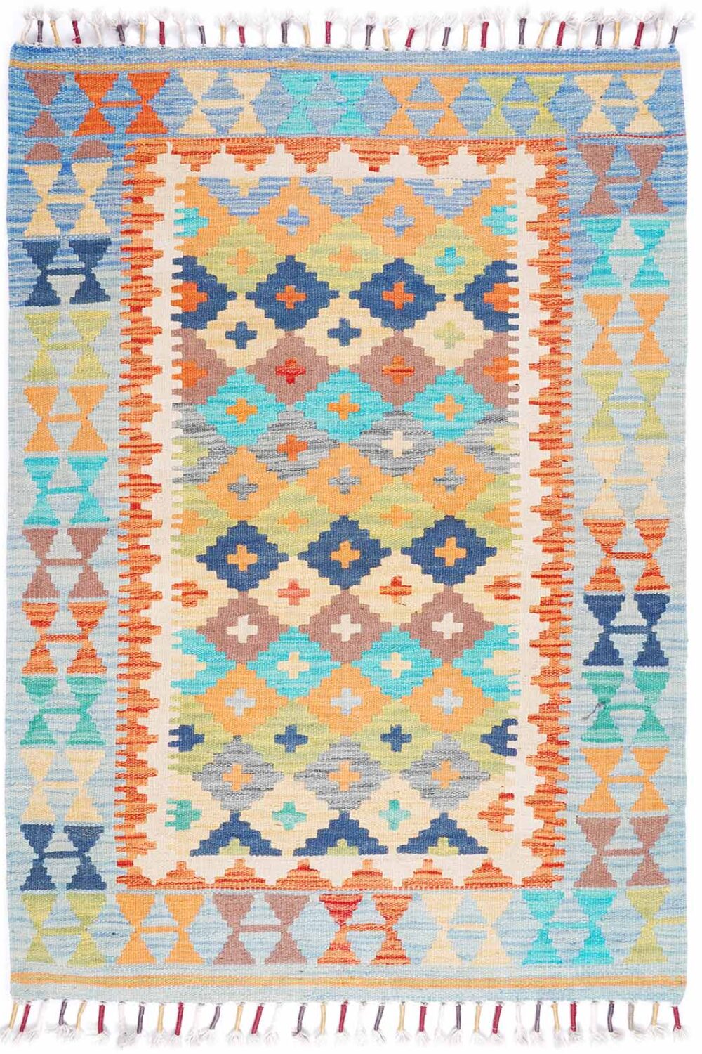 Kilim Carpet 4x3 ft Hand Woven Colorful Area Rug - Rugs Turkey