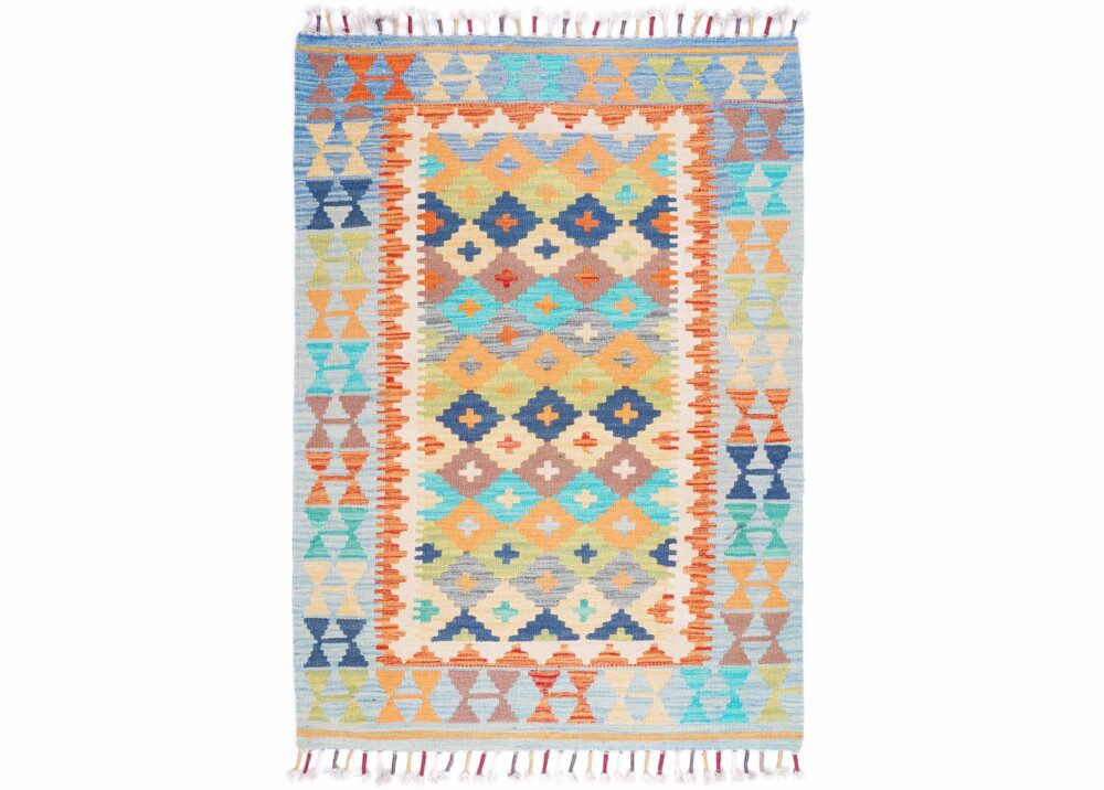 Kilim Carpet 4x3 ft Hand Woven Colorful Area Rug - Rugs Turkey