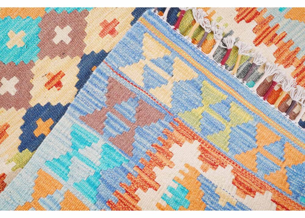 Kilim Carpet 4x3 ft Hand Woven Colorful Area Rug - Rugs Turkey