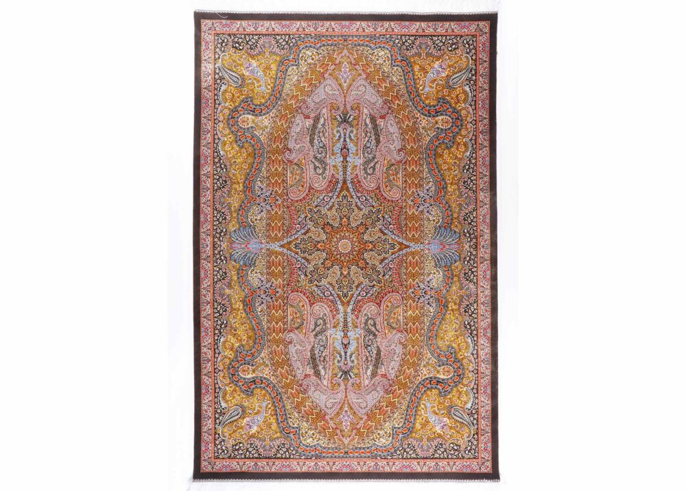 Medallion Gold Brown 4x6 ft Rug Bamboo Silk Oriental Rug - Rugs Turkey