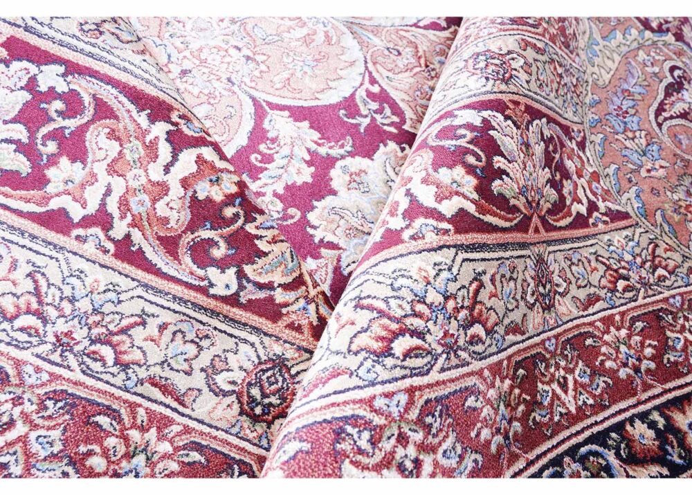 Medallion Red Floral Carpet for Living Room 9x6 ft - Rose Gold Bamboo-Silk - Rugs Turkey