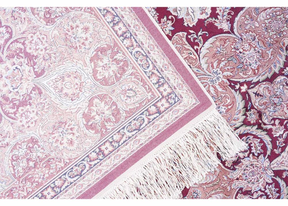 Medallion Red Floral Carpet for Living Room 9x6 ft - Rose Gold Bamboo-Silk - Rugs Turkey