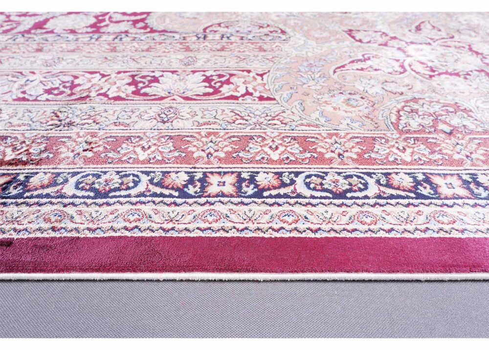 Medallion Red Floral Carpet for Living Room 9x6 ft - Rose Gold Bamboo-Silk - Rugs Turkey