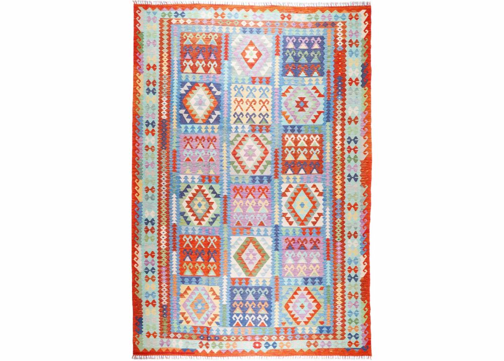 Multi Color Wool Kilim Rug Handwoven - 11x8 Kilim Carpet - Rugs Turkey