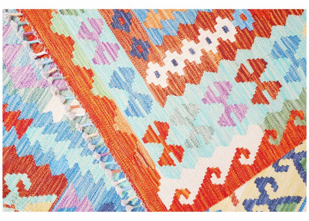 Multi Color Wool Kilim Rug Handwoven - 11x8 Kilim Carpet - Rugs Turkey