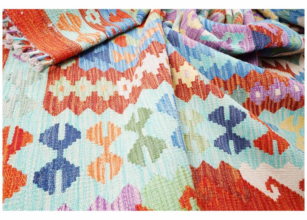 Multi Color Wool Kilim Rug Handwoven - 11x8 Kilim Carpet - Rugs Turkey