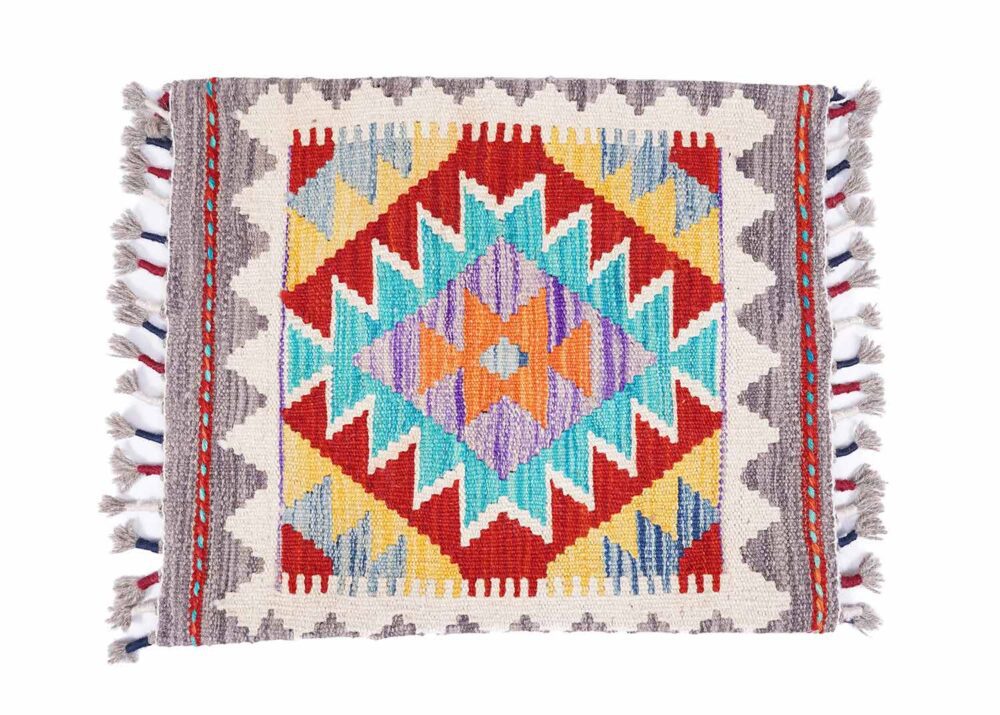 Multicolor Cushion Kilim Pillow 1.35x1.64 ft Handwoven - Rugs Turkey