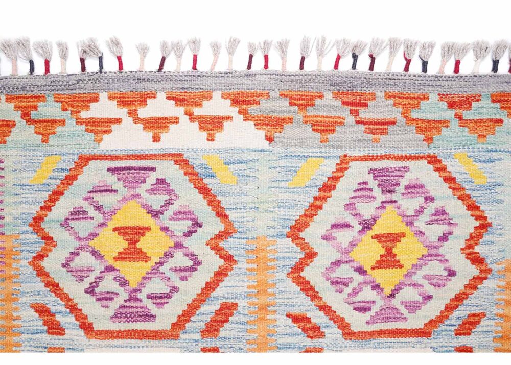 Orange-Yellow Rustic Farmhouse Area Rugs Handwoven Kilim 4.8x3 ft - Rugs Turkey