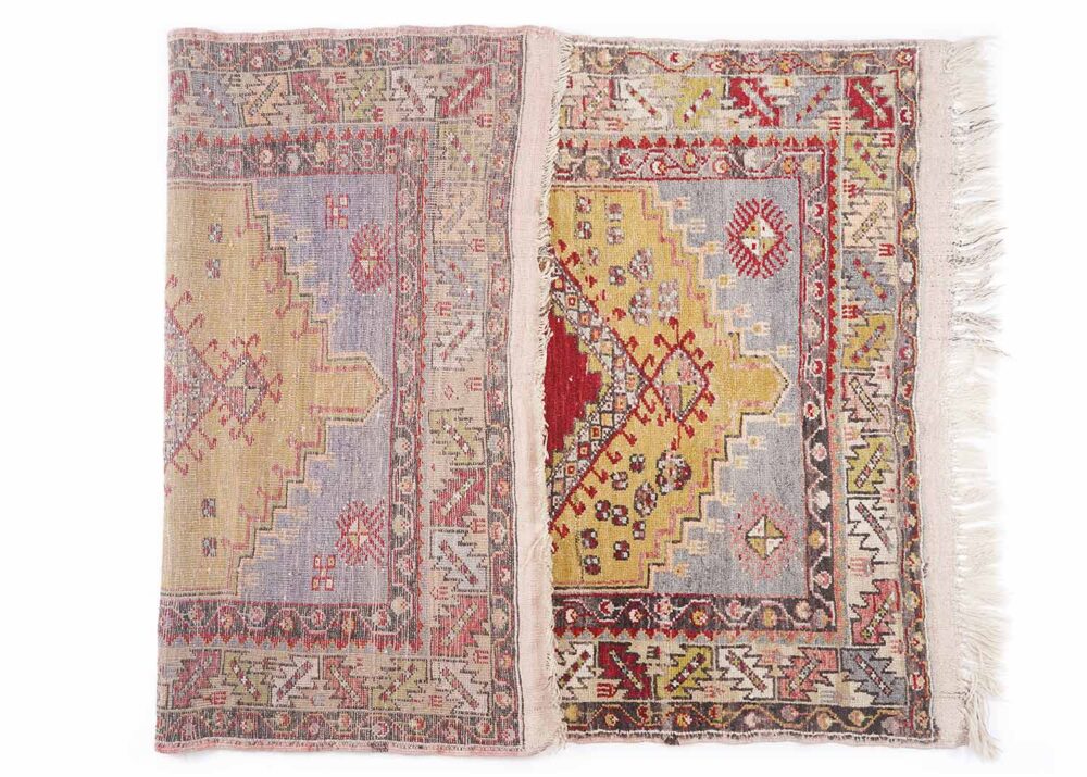 Semi Old Heriz Rug 3x6 ft Hand-Knotted Red and Gold Carpet - Rugs Turkey