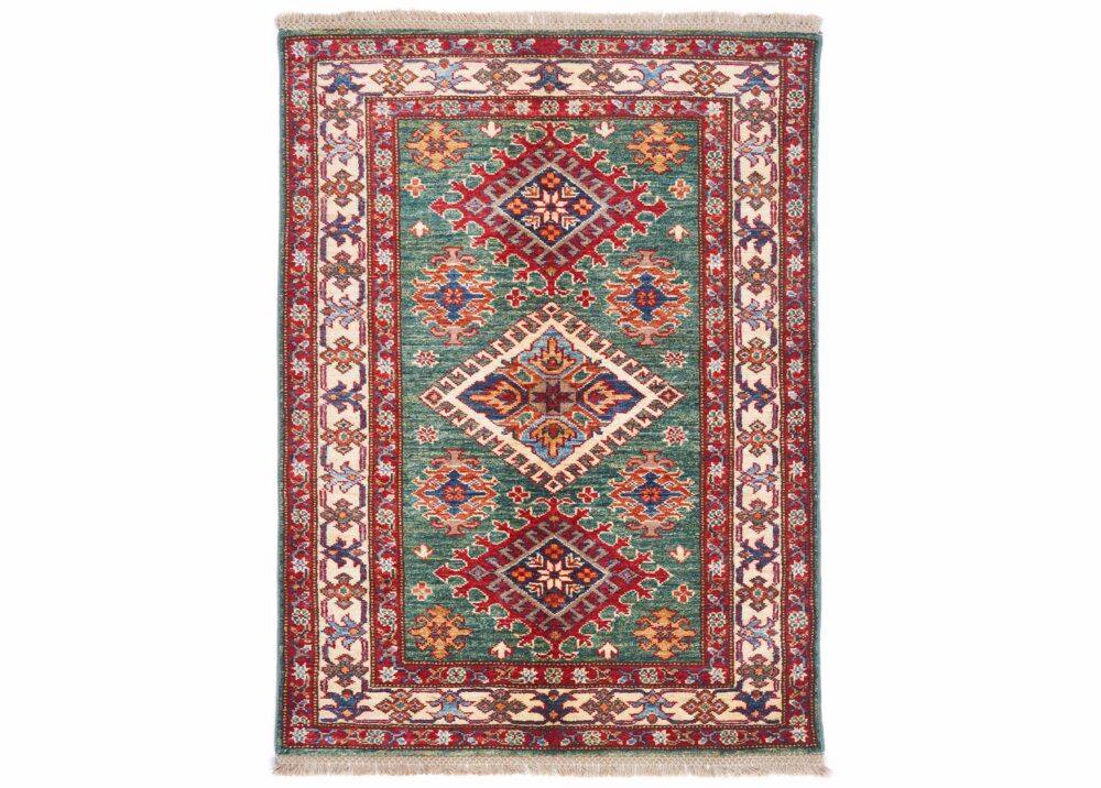 Sherwan Red and Green Traditional Rug Handknotted Oriental 4x3 ft- Rugs Turkey