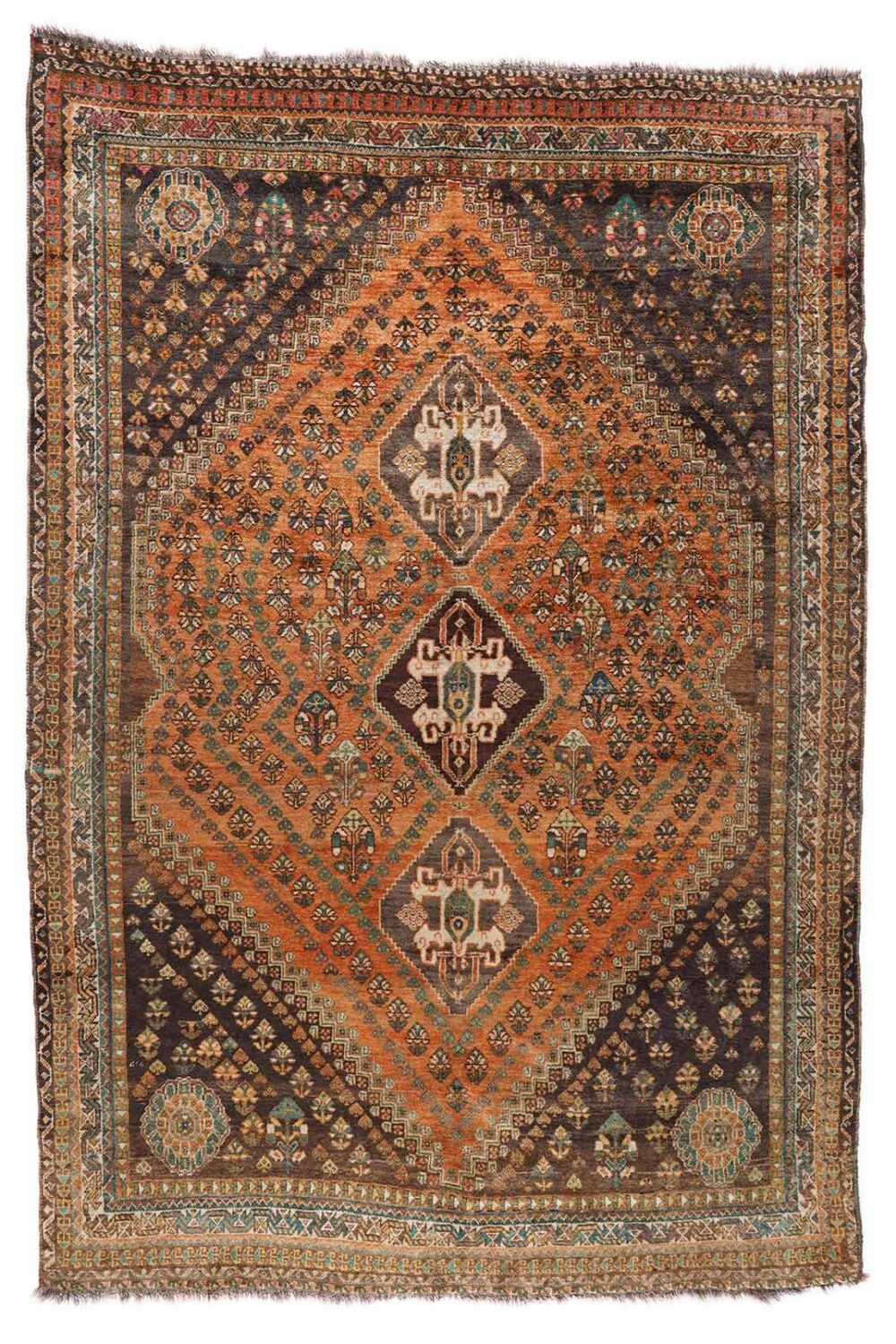 Siraz Antique Handknotted Orange and Brown Area Rug – 8.5x5.7 ft - Rug Turkey