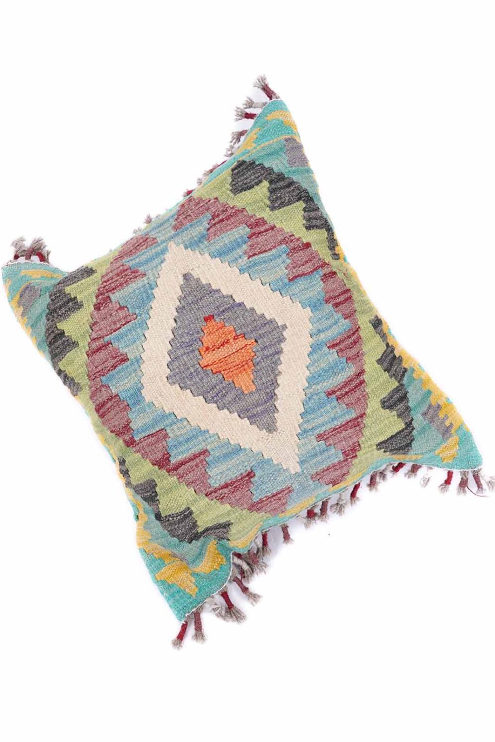 Throw Pillows Multicolor Original Wool Kilim Cushion - 1.54x1.74 ft - Rugs Turkey