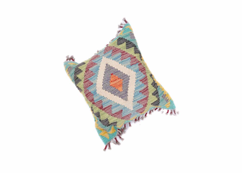 Throw Pillows Multicolor Original Wool Kilim Cushion - 1.54x1.74 ft - Rugs Turkey