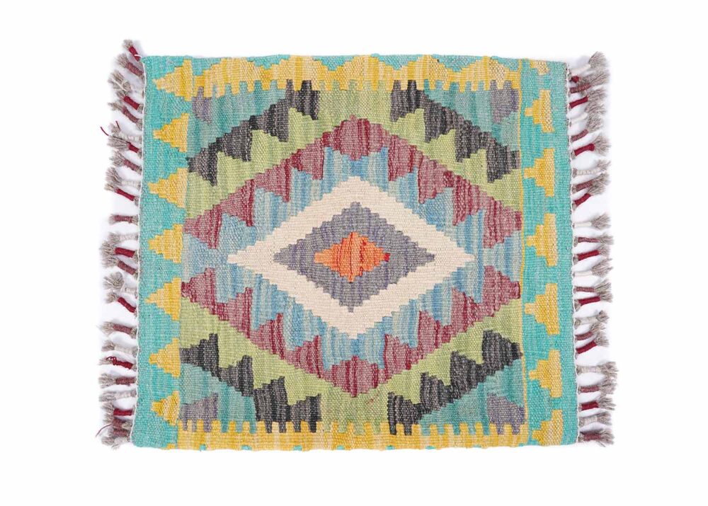 Throw Pillows Multicolor Original Wool Kilim Cushion - 1.54x1.74 ft - Rugs Turkey