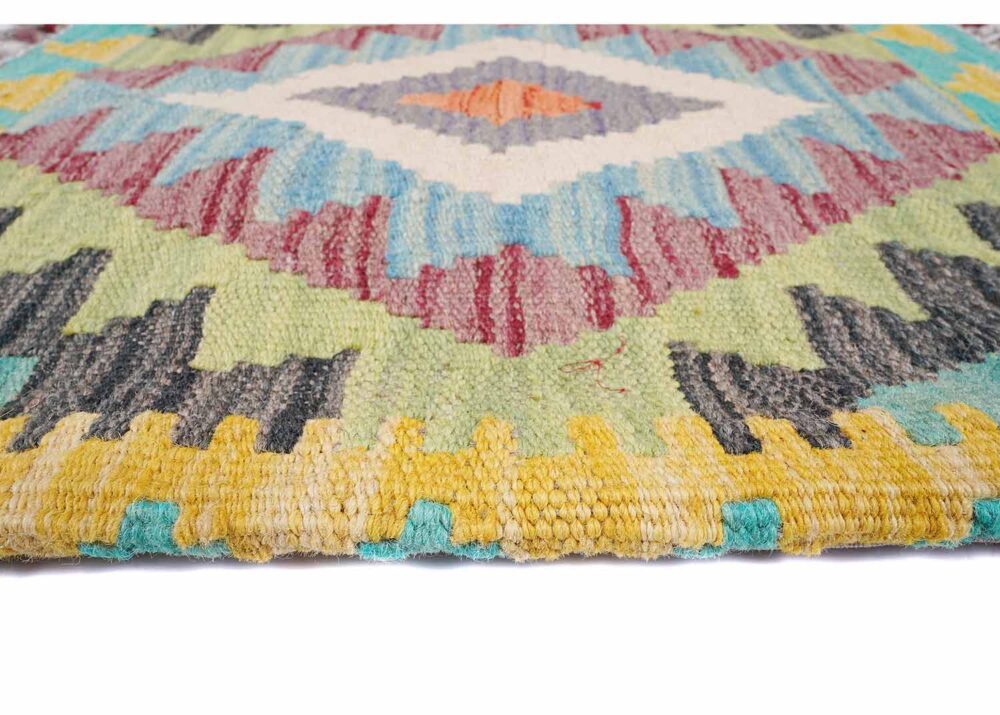 Throw Pillows Multicolor Original Wool Kilim Cushion - 1.54x1.74 ft - Rugs Turkey