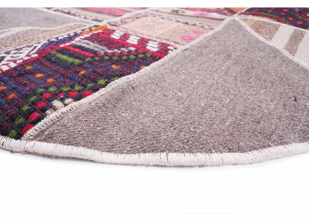 Turkish Patchwork Kilim Carpet Handwoven Circle Rugs 4x4 ft - Rugs Turkey