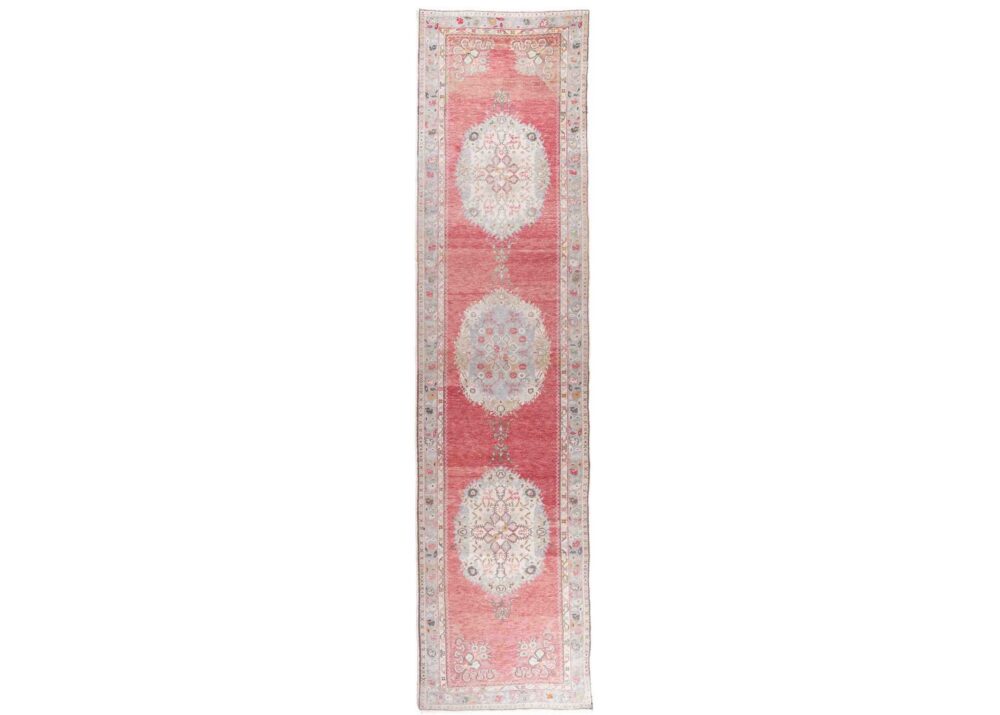 Anatolia Oriental 3 x 12 Hallway Runner Hand-Knotted Red-Beige Rug - Rugs Turkey