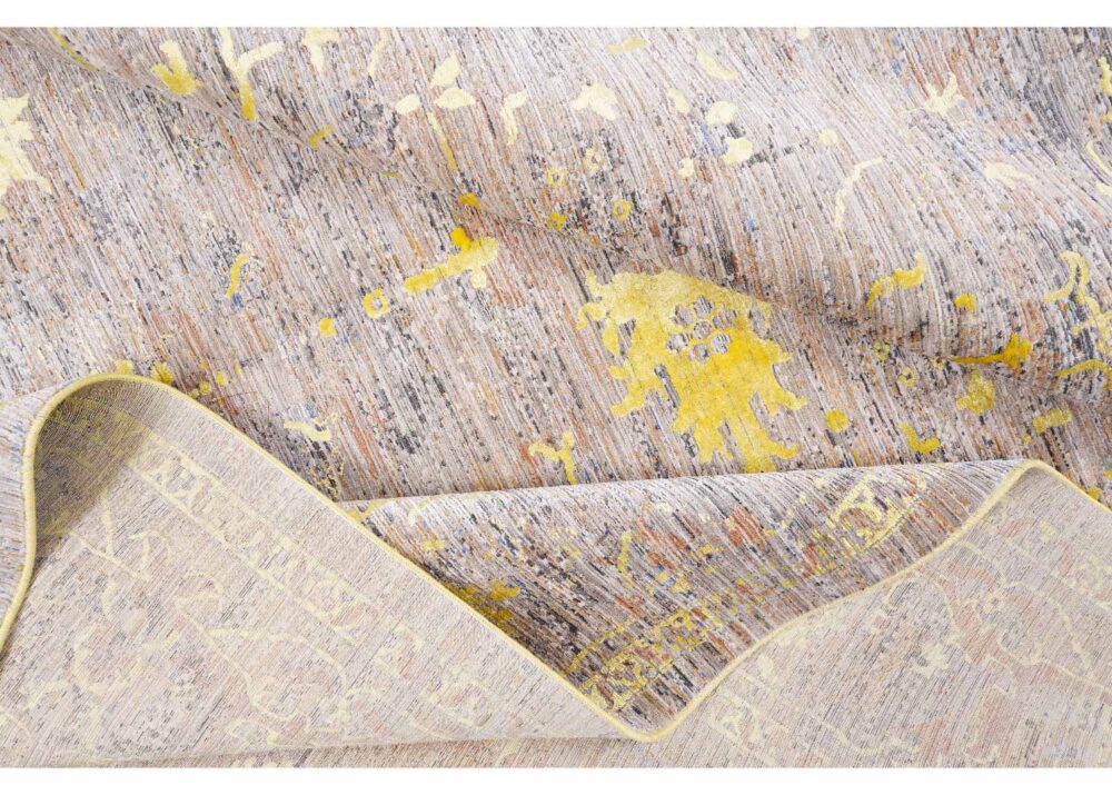 Aura Modern Abstract Yellow Rug Oriental Pattern 6.5x9.6 Machine-made - Rugs Turkey