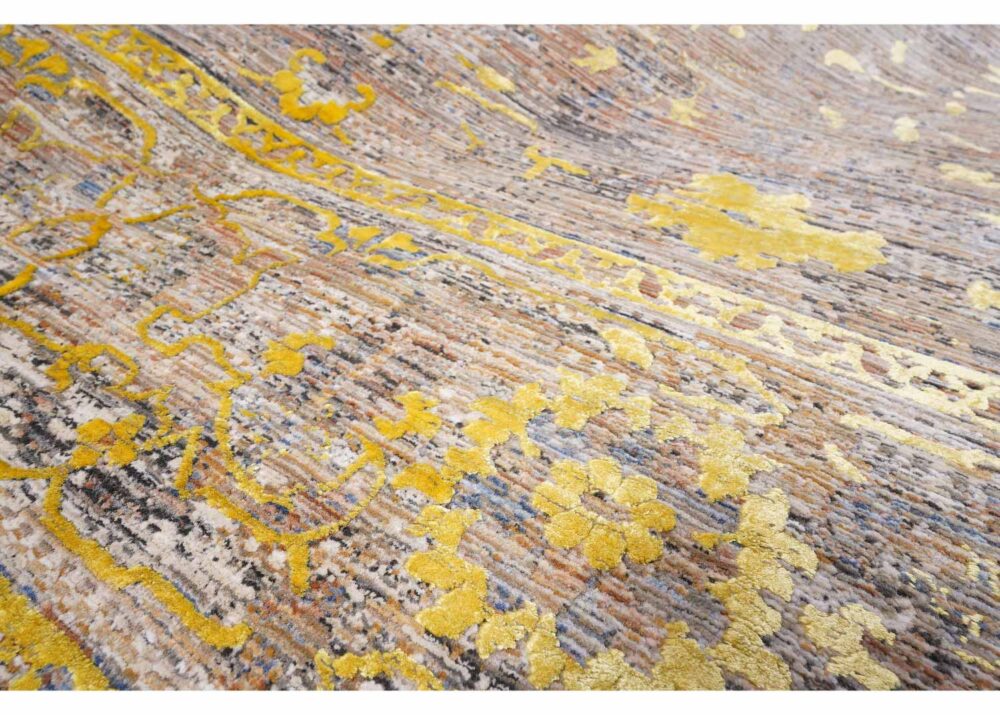 Aura Modern Abstract Yellow Rug Oriental Pattern 6.5x9.6 Machine-made - Rugs Turkey