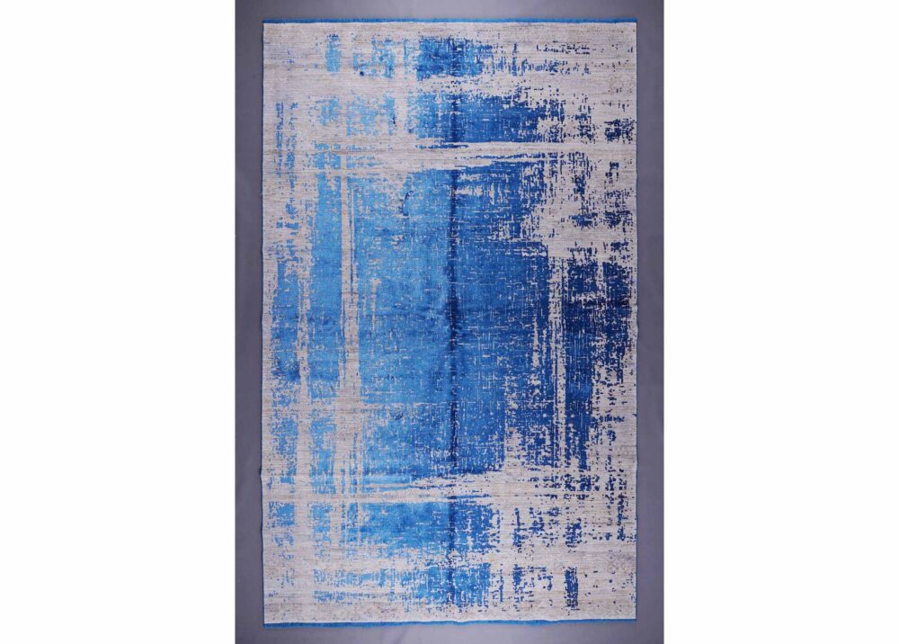 Aura Navy Blue Abstract Rug Blue-Grey 6.5x9.6 ft for Modern Homes - Rugs Turkey