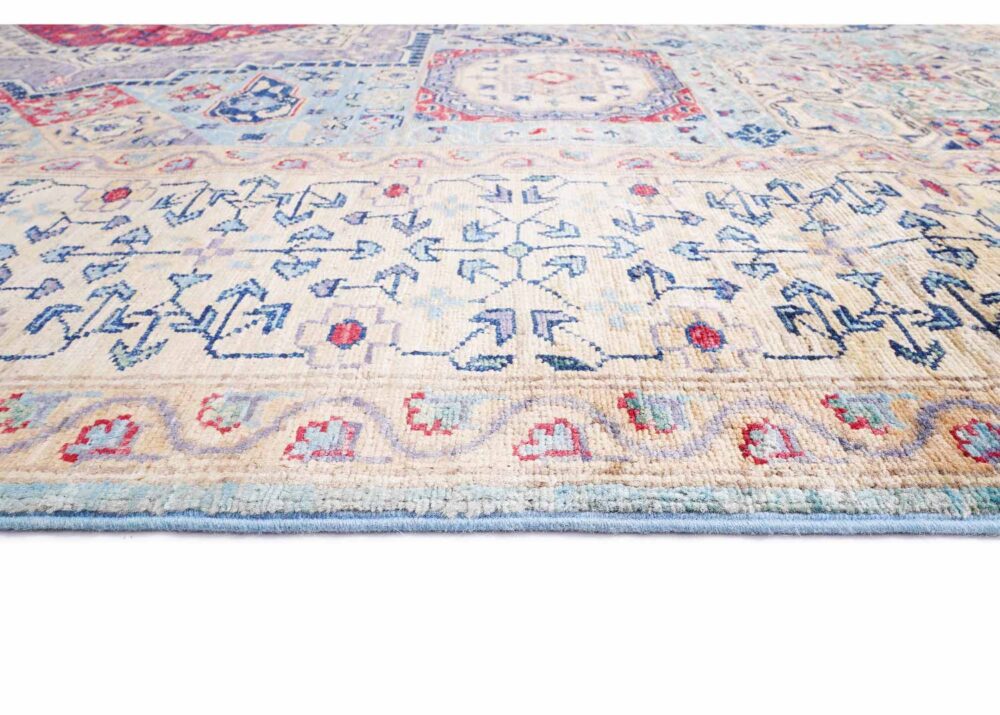 Authentic Memluk Geometric Pattern Traditional 10 x 6 Rug - Beige-Red - Rugs Turkey