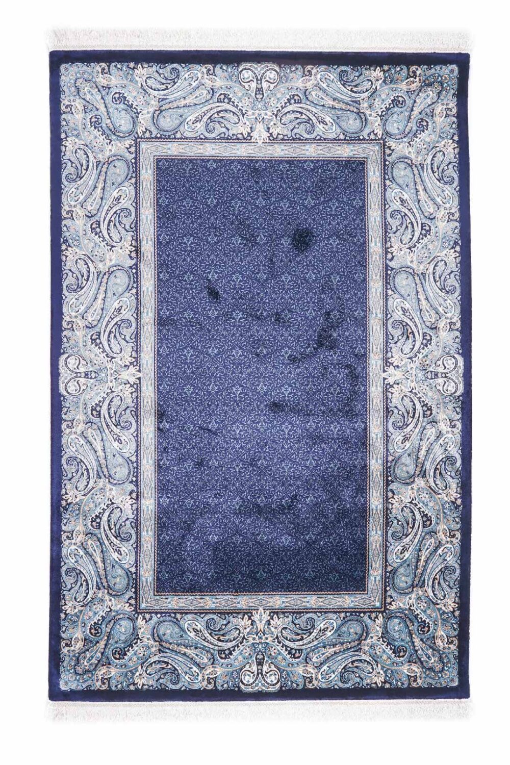 Authentic Ottoman Silk Blue Rug Oriental Pattern 4x2.6 ft Machine-made - Rugs Turkey