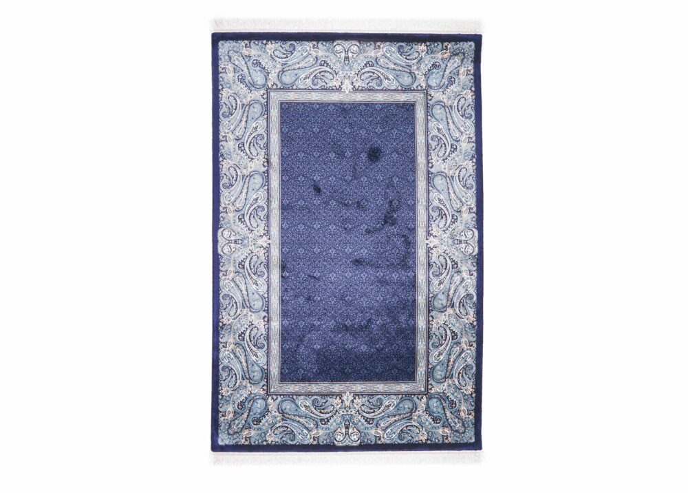 Authentic Ottoman Silk Blue Rug Oriental Pattern 4x2.6 ft Machine-made - Rugs Turkey