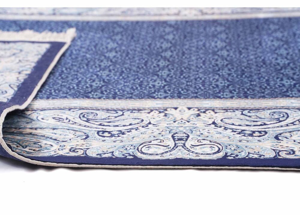 Authentic Ottoman Silk Blue Rug Oriental Pattern 4x2.6 ft Machine-made - Rugs Turkey